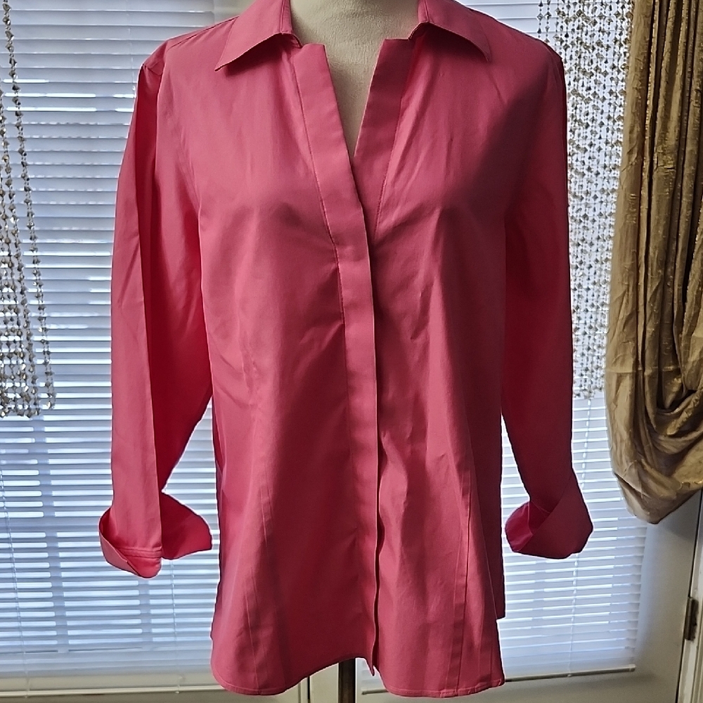 Foxcroft Vibrant Pink Button Down Shirt